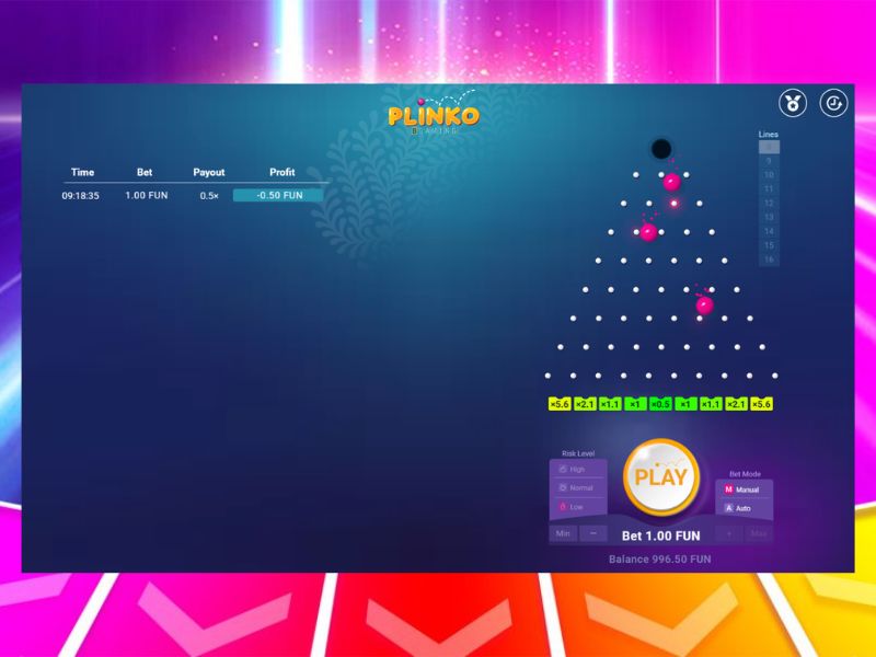 Características do Plinko online