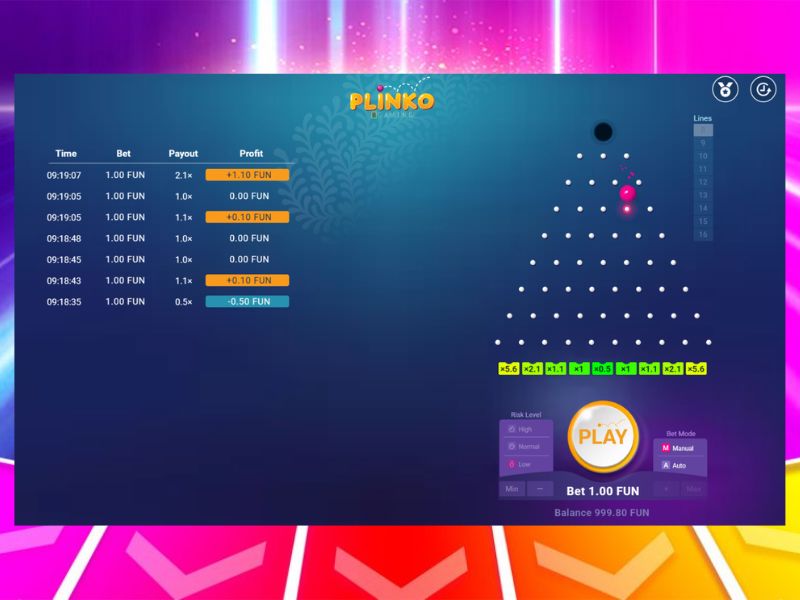 Jogar Plinko gratuitamente
